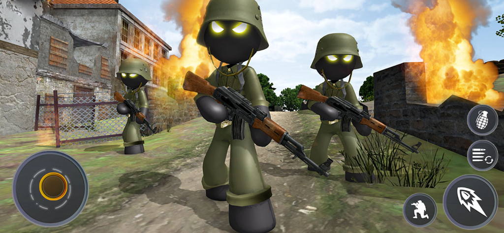 Stickman WW2 Duty - FPS - Stickman soldiers with rifles on a WWII battlefield in a mobile FPS game
