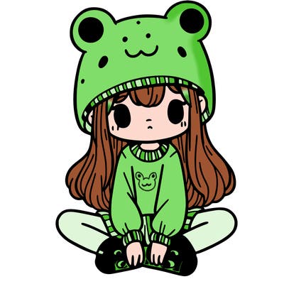 a girl wearing a frog hat and some frog socks