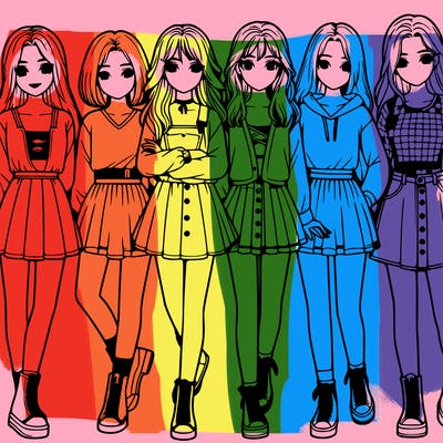 a group of girls realistic