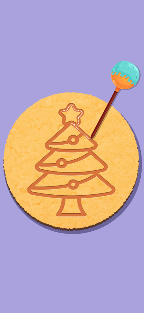 Sort It Right: Relax Puzzle - Un relajante puzzle ASMR donde se traza el contorno de un árbol de Navidad en un círculo amarillo texturizado.