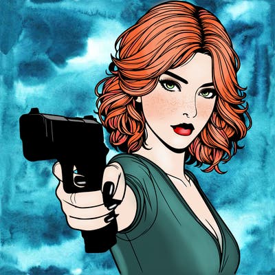 realistic women pointing a gun