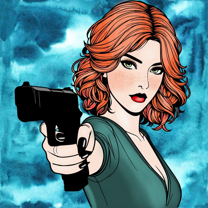 realistic women pointing a gun