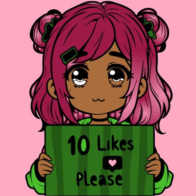 a girl with a sign saying 10 likes please