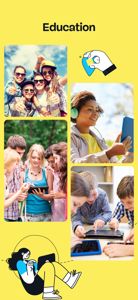 Loquiz - Groups of students and children using tablets for interactive educational games and scavenger hunts