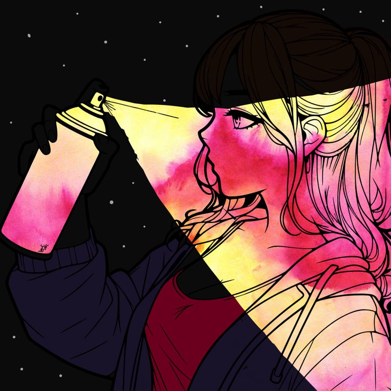 a realistic girl spray, painting