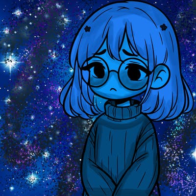 sad girl with glasses in a sweater
