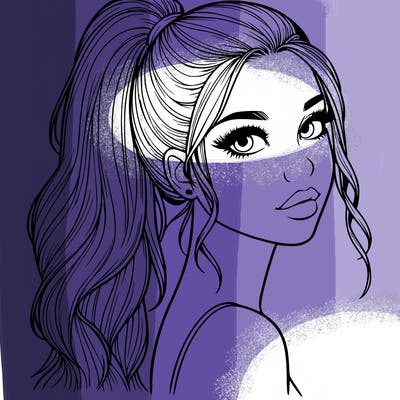 realistic pretty girl with high pony tail