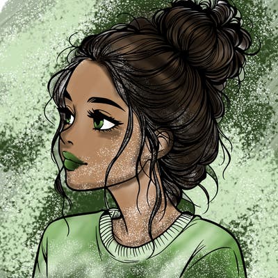 a realistic girl with a messy bun
