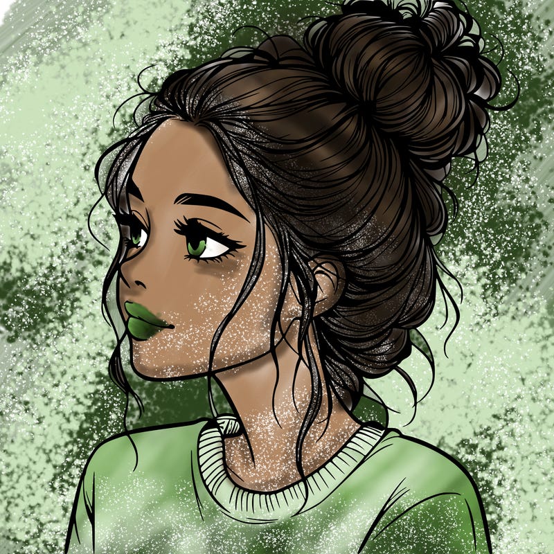 a realistic girl with a messy bun