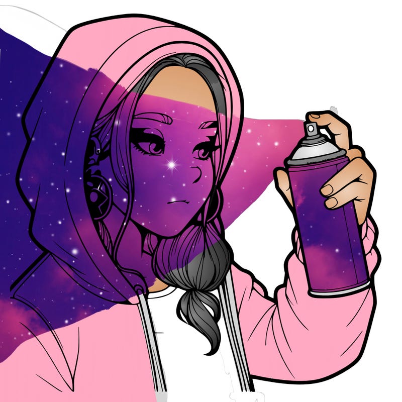 a realistic girl, spray painting