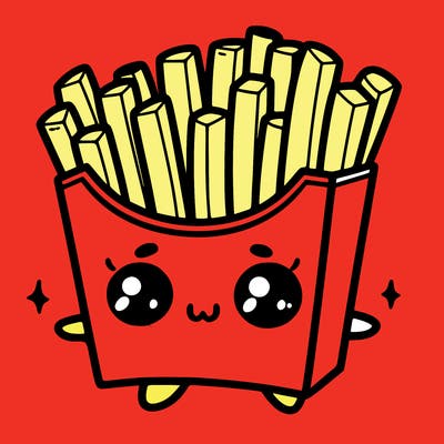 a cute. french fries