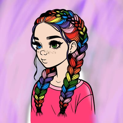 realistic girl with braids