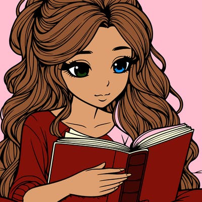 realistic girl reading a book
