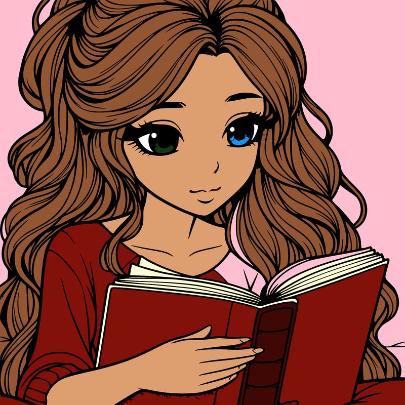 realistic girl reading a book