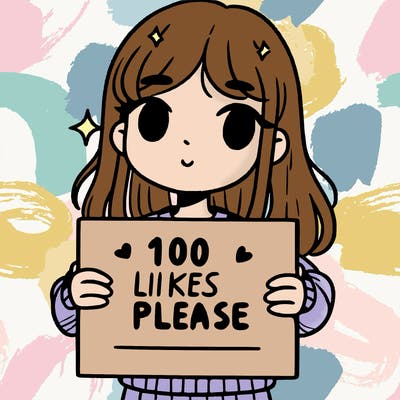 a girl holding up a sign saying 100 likes please