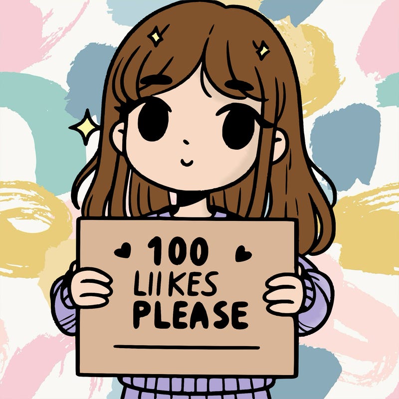 a girl holding up a sign saying 100 likes please