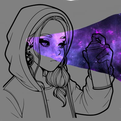 a realistic girl, spray painting