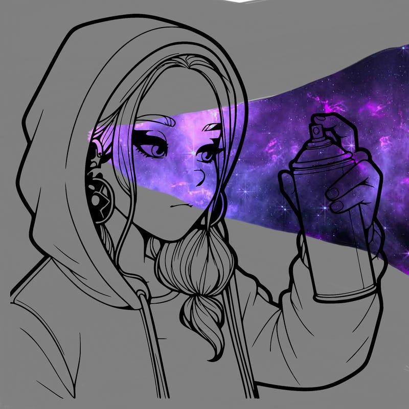 a realistic girl, spray painting