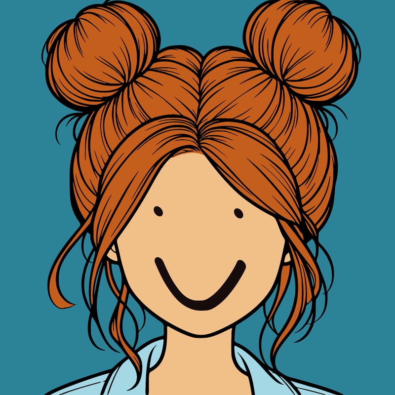 realistic girl with buns on the top of her hair