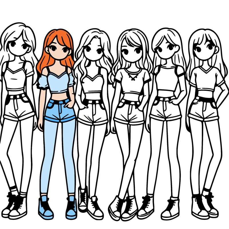 a group of girls wearing crop tops and shorts