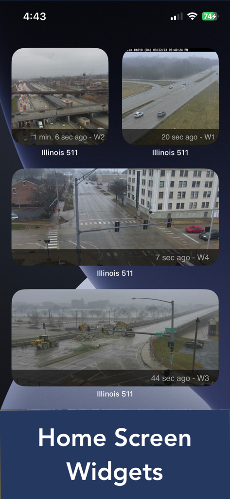 Illinois 511 Traffic Cameras - iOS home screen widgets displaying live Illinois traffic camera feeds
