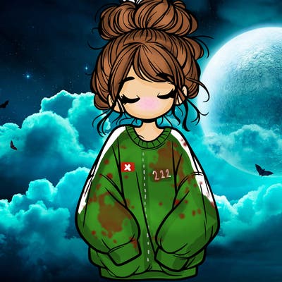 girl with baggy sweatshirt and messy bun