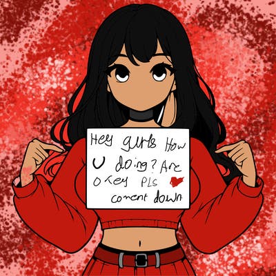 girl holding a blank sign in a long sleeve crop top