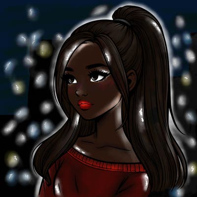 realistic girl with a high ponytail