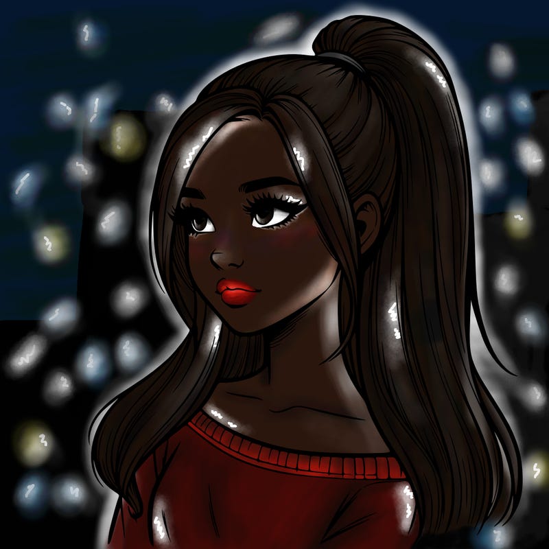realistic girl with a high ponytail