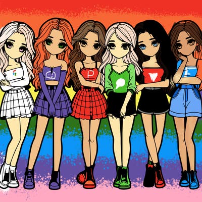 a group of girls realistic