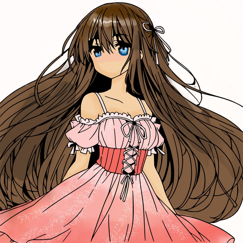 anime girl, long hair, long dress
