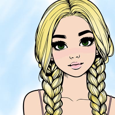 realistic girl with braids