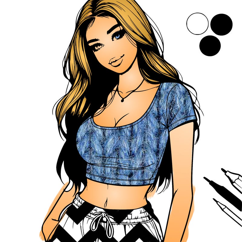 beautiful girl cropped tshirt and sweatpants realistic