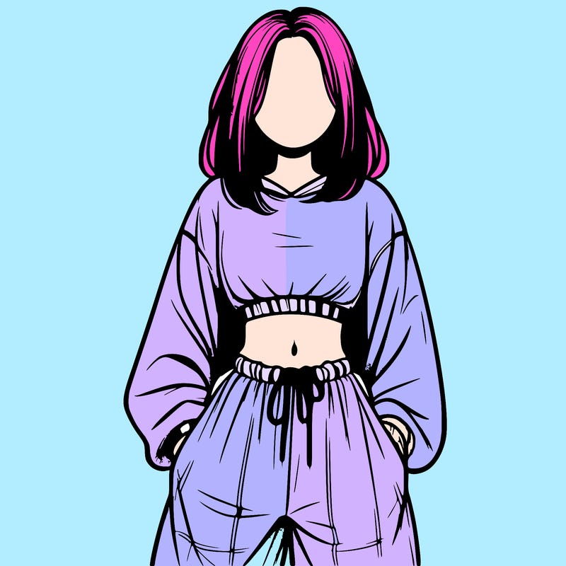 realistic girl faceless with baggy pants and a crop top