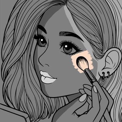 a realistic girl doing her makeup