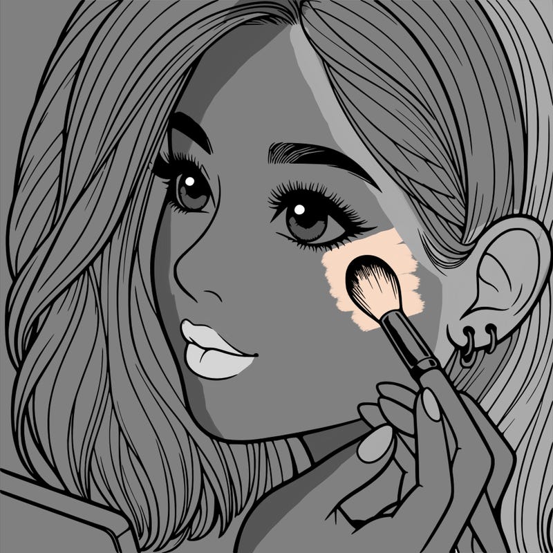 a realistic girl doing her makeup