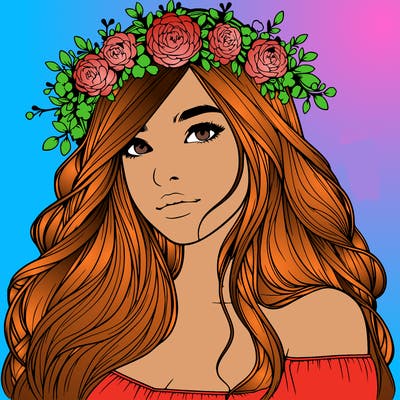 realistic girl with flower crown