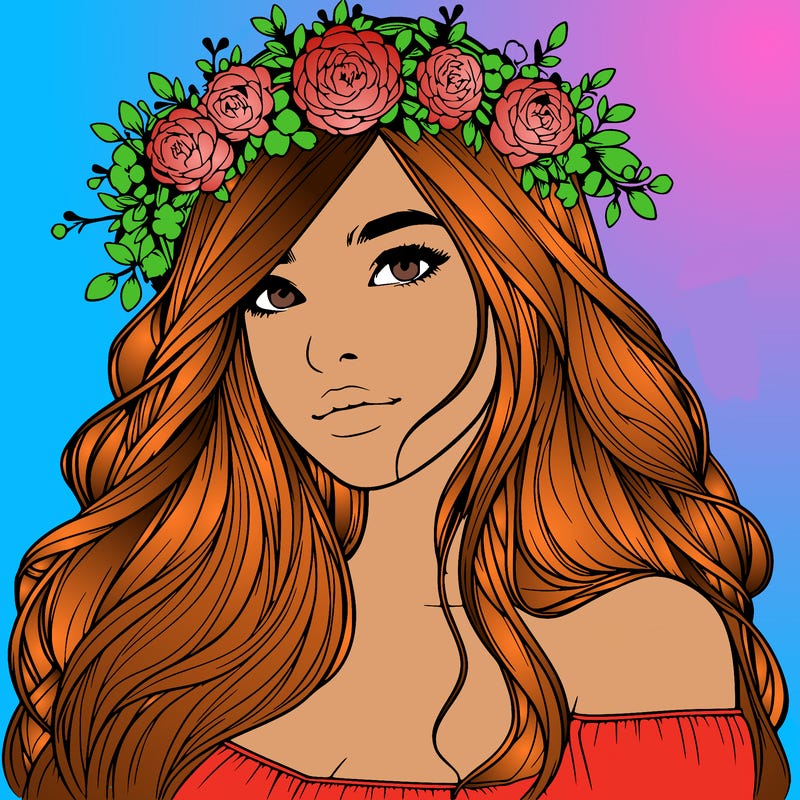realistic girl with flower crown