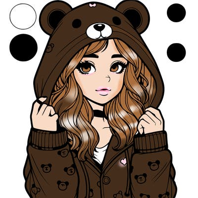 realistic girl in a animal pjs hoodie
