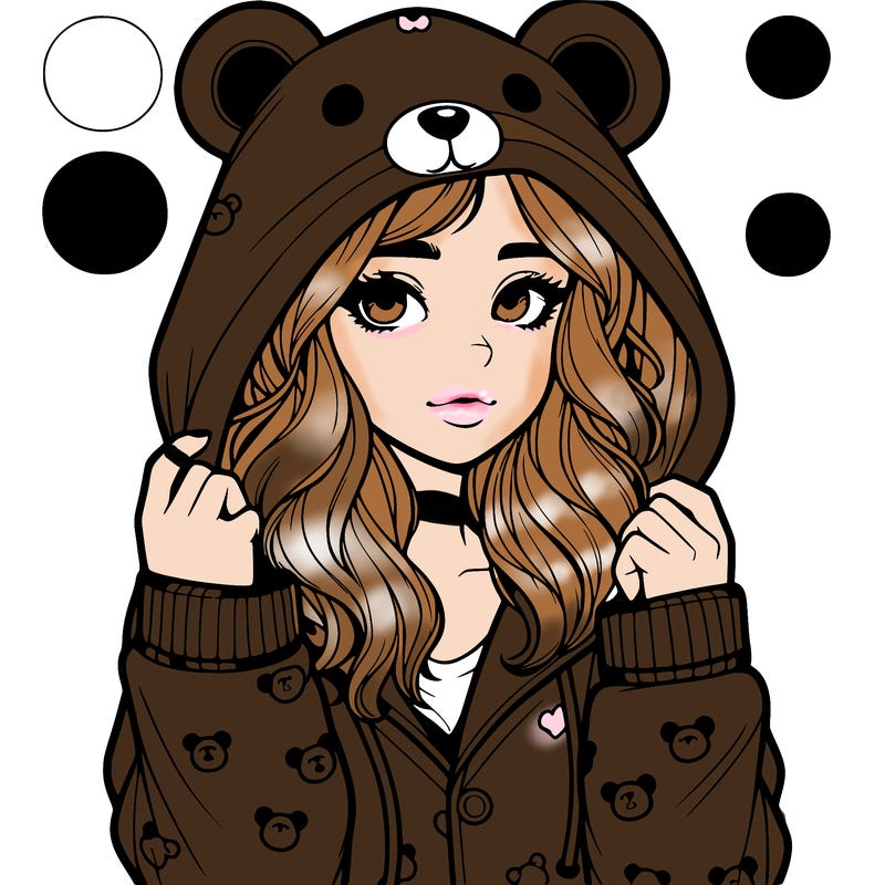 realistic girl in a animal pjs hoodie