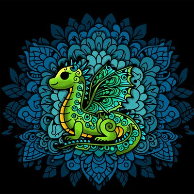 floral mandala dragon