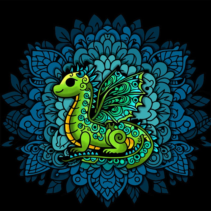 floral mandala dragon