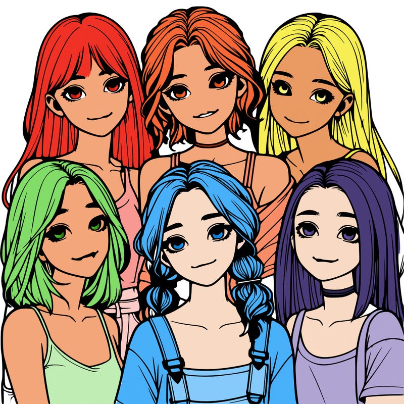 a group of girls realistic