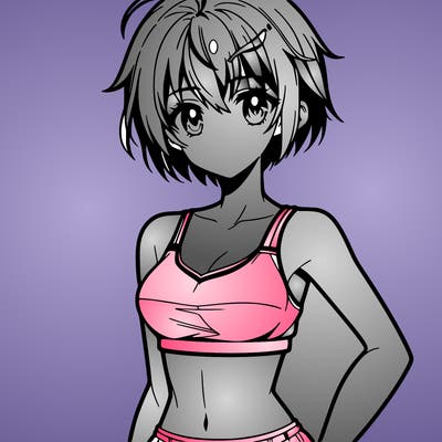 anime girl wearing crop top