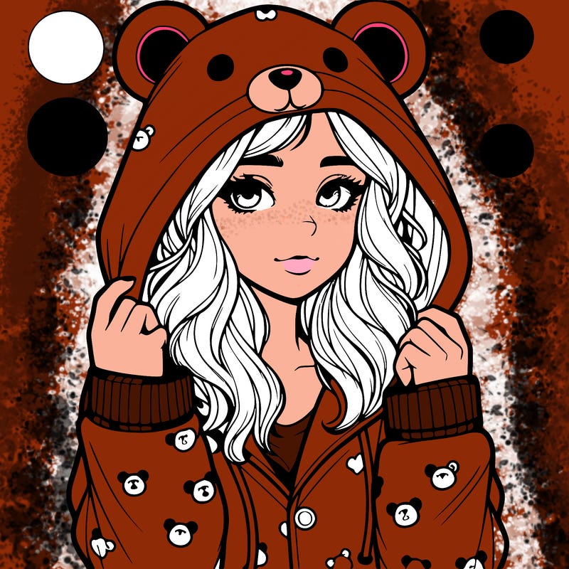 realistic girl in a animal pjs hoodie