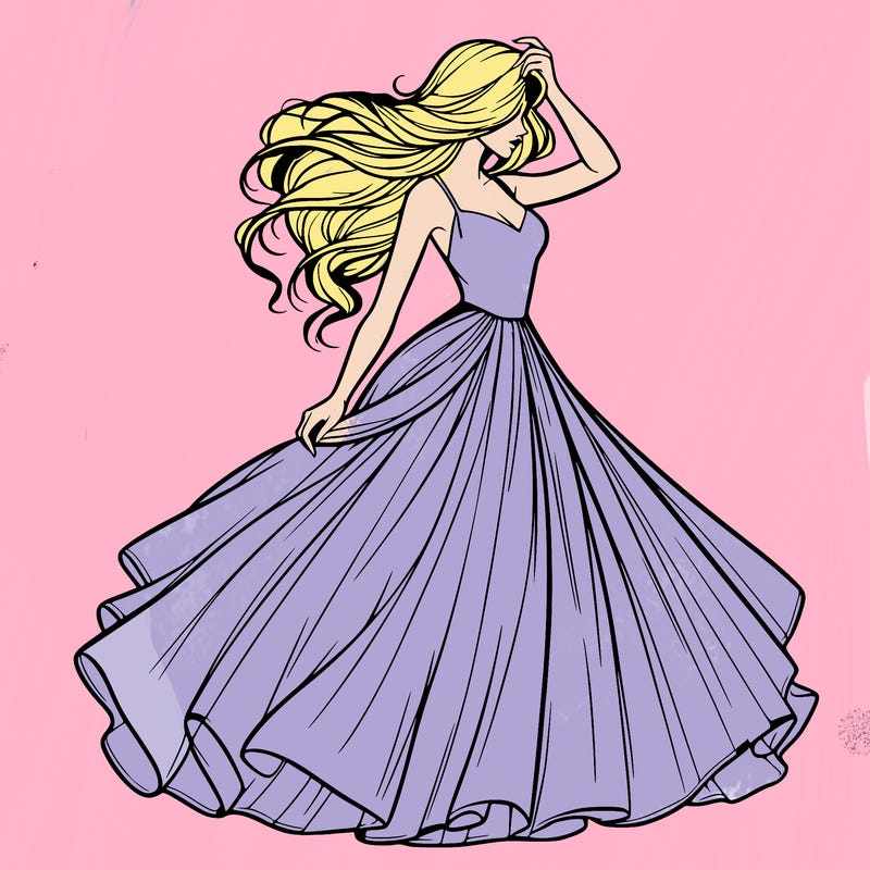 realistic woman with dress flowing in the wind