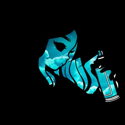 a realistic girl spray painting