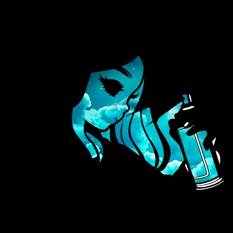 a realistic girl spray painting