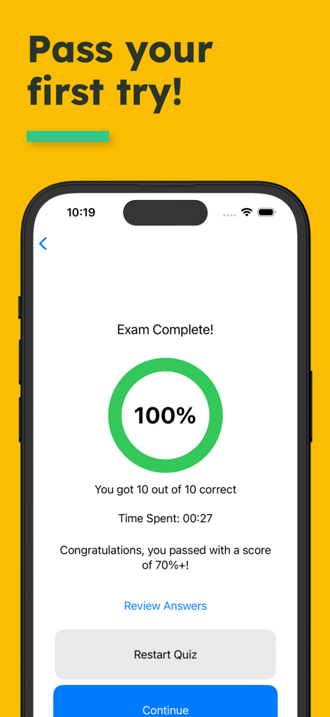 CCNA 200-301 practice exam result showing a one hundred percent score