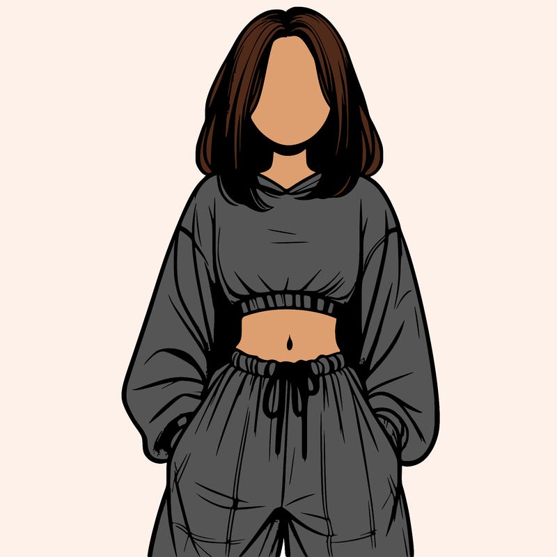 realistic girl faceless with baggy pants and a crop top